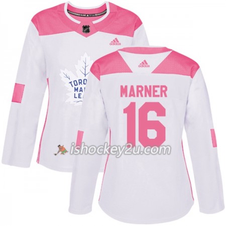 Dame NHL Toronto Maple Leafs Trøje Mitchell Marner 16 Adidas 2017-2018 Hvid Lyserød Fashion Authentic